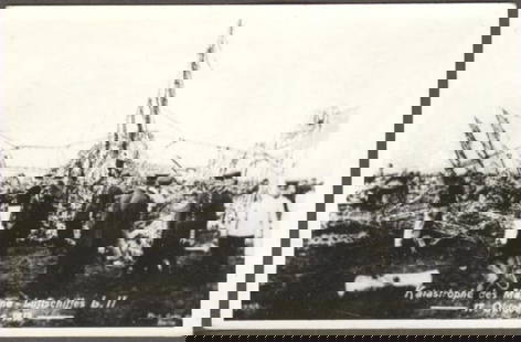 Genuine German Photo Card, 1913 Disaster of Navy Airship Zeppelin L-II, LZ 18: Genuine German photography showing the disaster of the Navy airship L II [LZ 18] on October 17, 1913 [Katastrophe des Marine-Luftschiffes L.II]. After several successful trial flights by the Graf Zepp