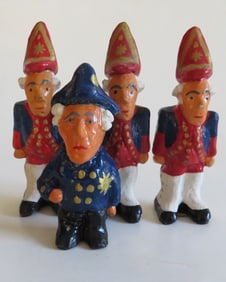 Lot of 4 Miniature German Ceramic Figurines, Prussian Guards & King Frederick II, 1980s