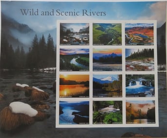 Wild and Scenic Rivers Forever Stamps, 2018 Sheet of 12, US SCOTT 5381