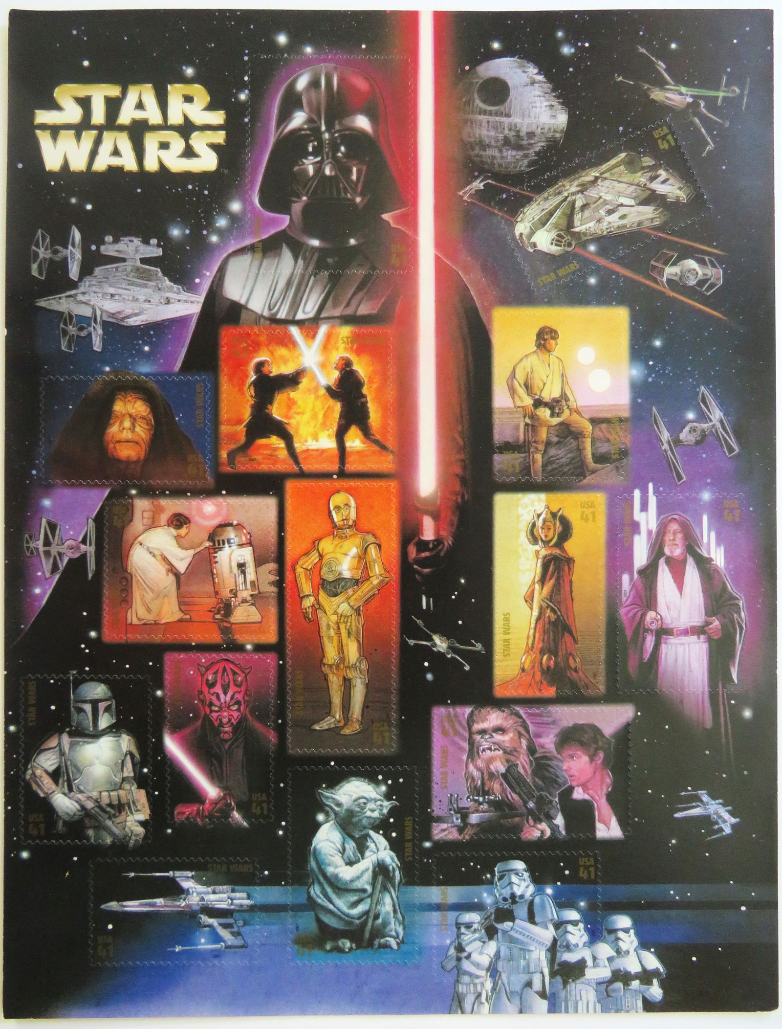 Star Wars 41c Stamps, 2007 Sheet of 15, US SCOTT 4143 (1 of 2)