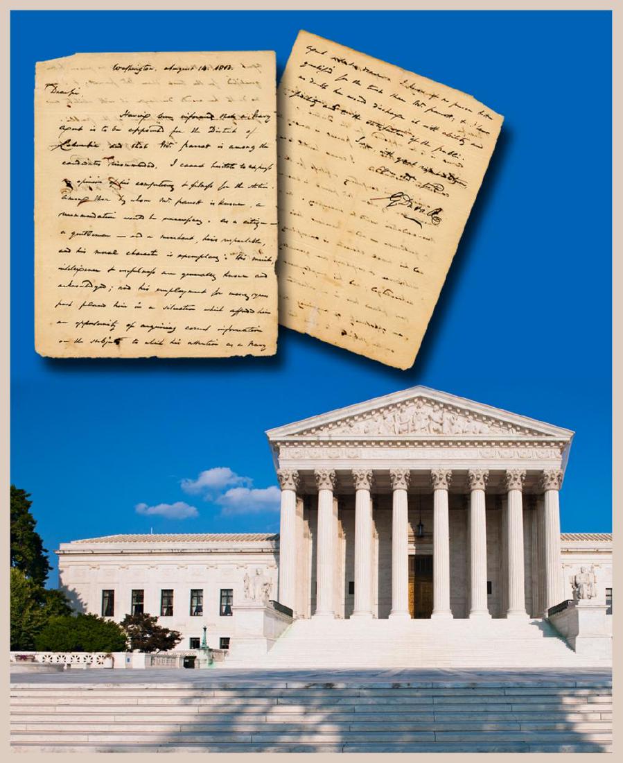 Supreme Court Justice Gabriel Duvall Scarce ALS: Duvall Gabriel Scarce ALS by Supreme Court Justice Gabriel Duvall, Recommending a Georgetown Rope Maker to Supervise Contracts for the Washington Navy Yard Autograph Letter Signed, "G. Duval," as Asso