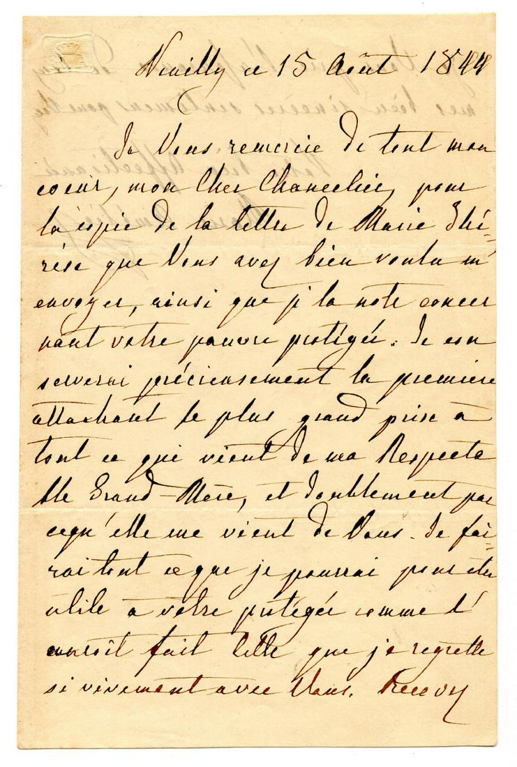 French Queen Marie Amelie Pens a Note to "her dear (1 of 3)