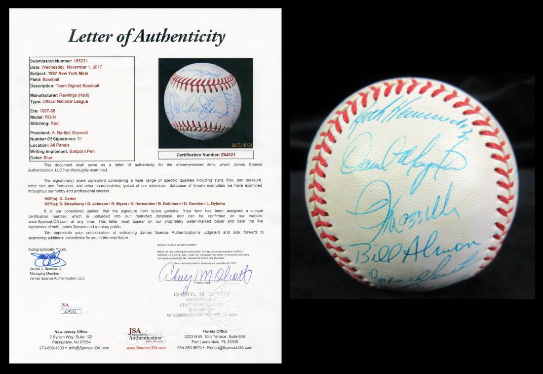 1987 NY Mets Baseball Signed by 30+ Players including (1 of 9)