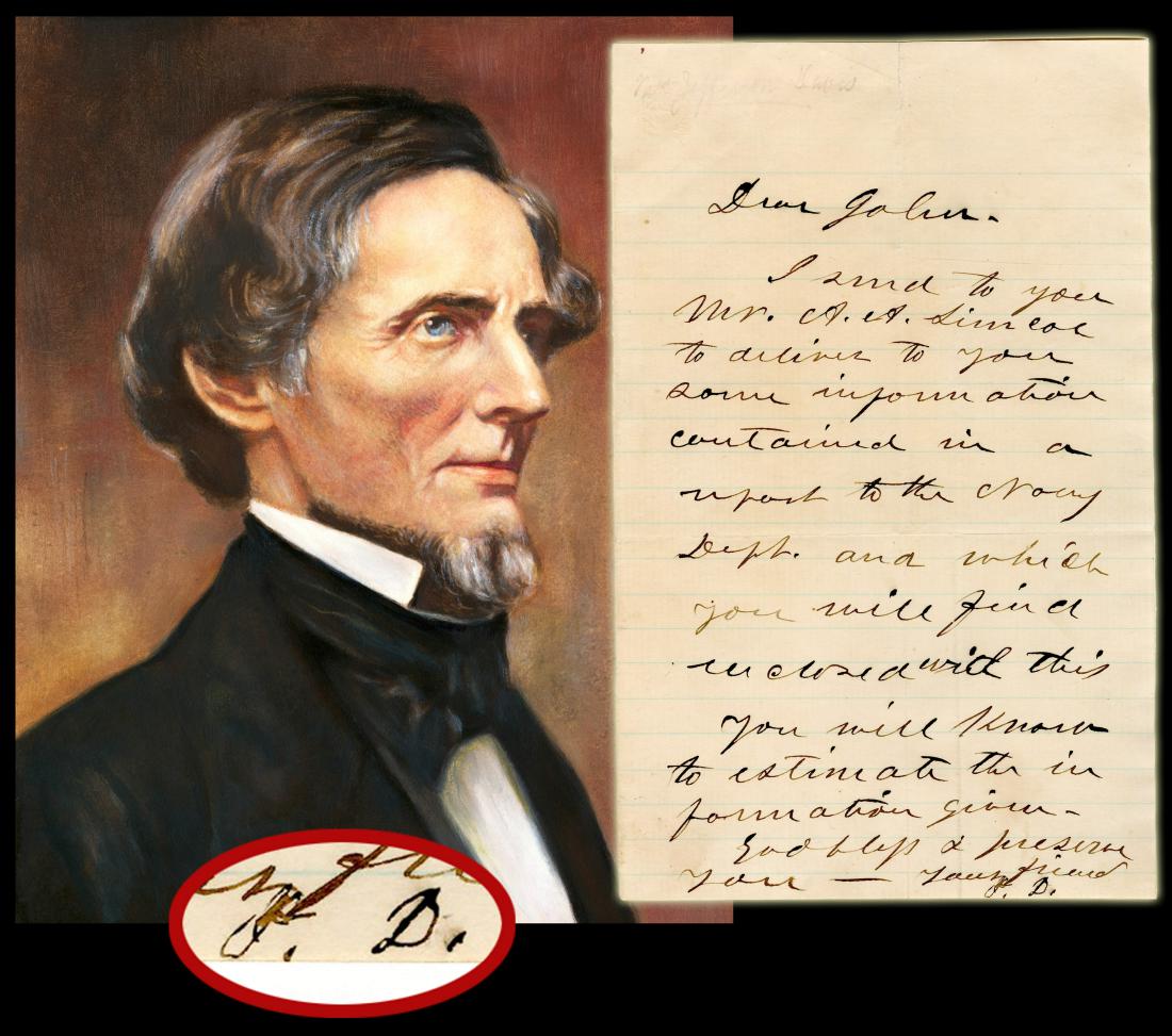 Jefferson Davis Sends "information contained in a (1 of 3)