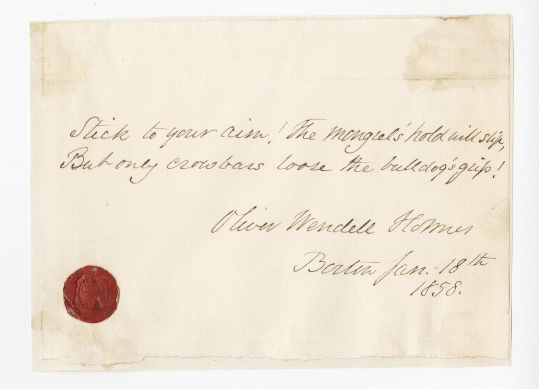 Oliver Wendell Holmes Writes a Powerful Verse From His (1 of 1)