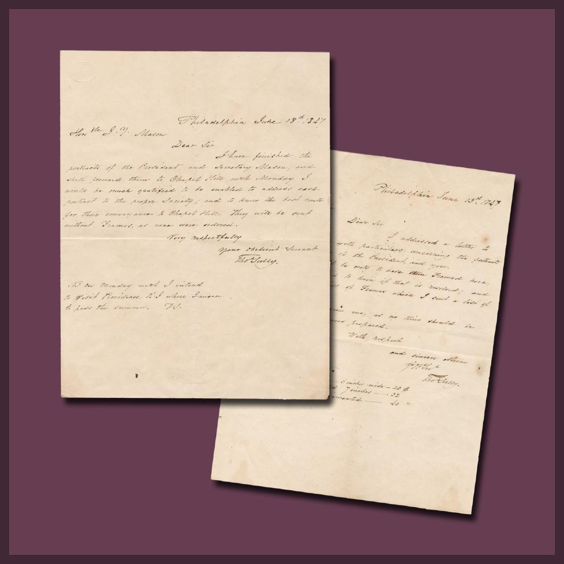 Thomas Sully Arranges for the Framing & Delivery of His: Description: Sully Thomas Thomas Sully Arranges for the Framing & Delivery of His Portraits of President James K. Polk & His Secretary of the Navy, John Y. Mason Fine content Autograph Letter