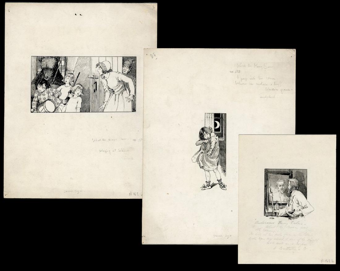 Hans Christian Andersen's Fairy Tales, Three Original: Andersen Hans Hans Christian Andersen's Fairy Tales, Three Original Pen & Ink Drawings by British Illustrator Helen Stratton 3 original pen and ink illustratio