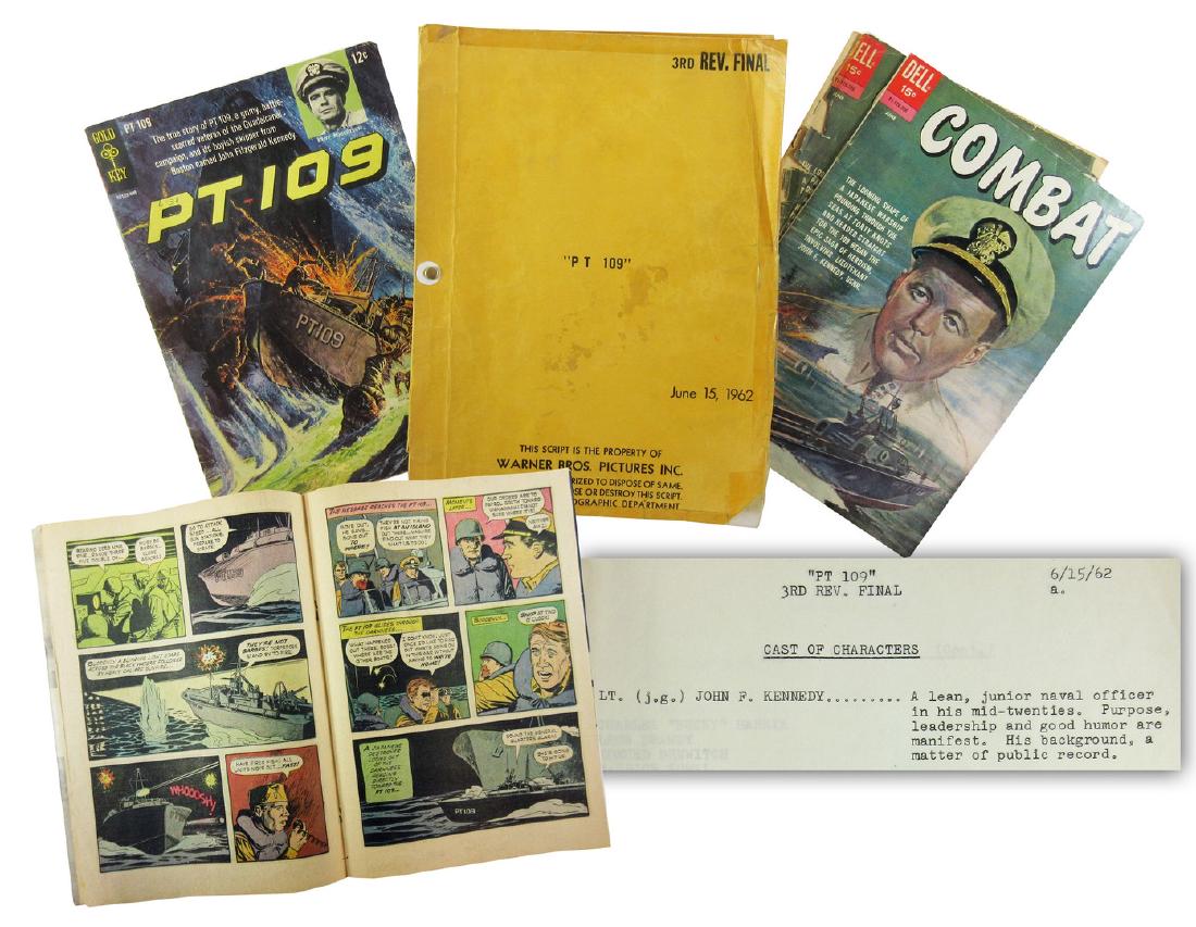 "PT-109" Movie Script and Comic Books Owned by JFK's: Kennedy John PT-109 Movie Script and Comic Books Owned by JFK's Skipper "Barney" Ross A War