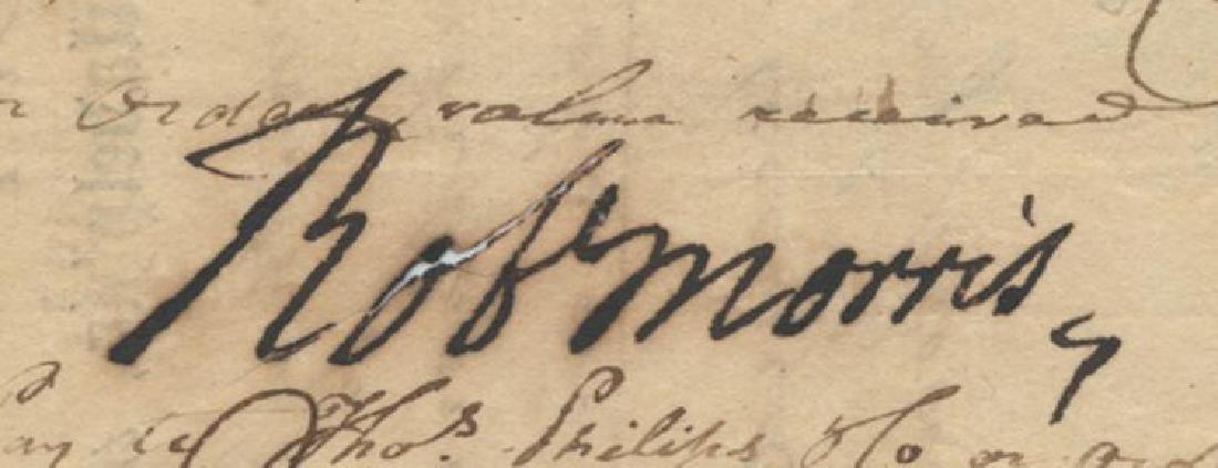 Robert Morris boldly endorsed bank draft also signed by: Morris Robert 1734 - 1806 Robert Morris boldly endorsed bank draft also signed by John Nicholson Draft No. 536 issued from Philadelphia on November 8, 1794 in the amount of ‘£800 sterling payable "
