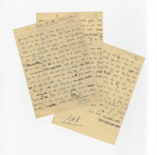 Signed final draft of early original speech of future: Begin, Menachem (1913-1992) Outstanding handwritten and signed final draft of an early original speech of future Prime Minister Menachem Begin, then leader of the opposition Herut party, urging