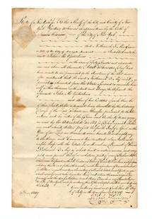 Legal docket by Lawyer Aaron Burr representing client: Burr, Aaron (1756-1836) Lawyer Aaron Burr represents a client whose property is to be seized by order of U.S. Attorney Richard Harison, former law partner of Alexander Hamilton Autograph Docket