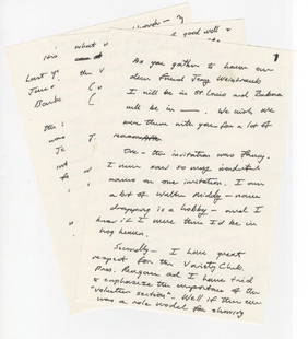 Handwritten draft letter by VP H. W. Bush to Hollywood: Bush, George H. W. (1924- ) Vice President Bush's 285 word handwritten draft of a letter to Hollywood producer Jerry Weintraub. He evokes Reagan and compares himself to Walter Mitty Draft Autograph