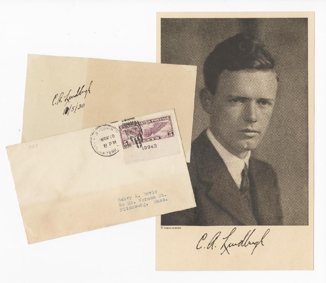 Charles Lindbergh Signed & Dated Card, With Airmail (1 of 3)