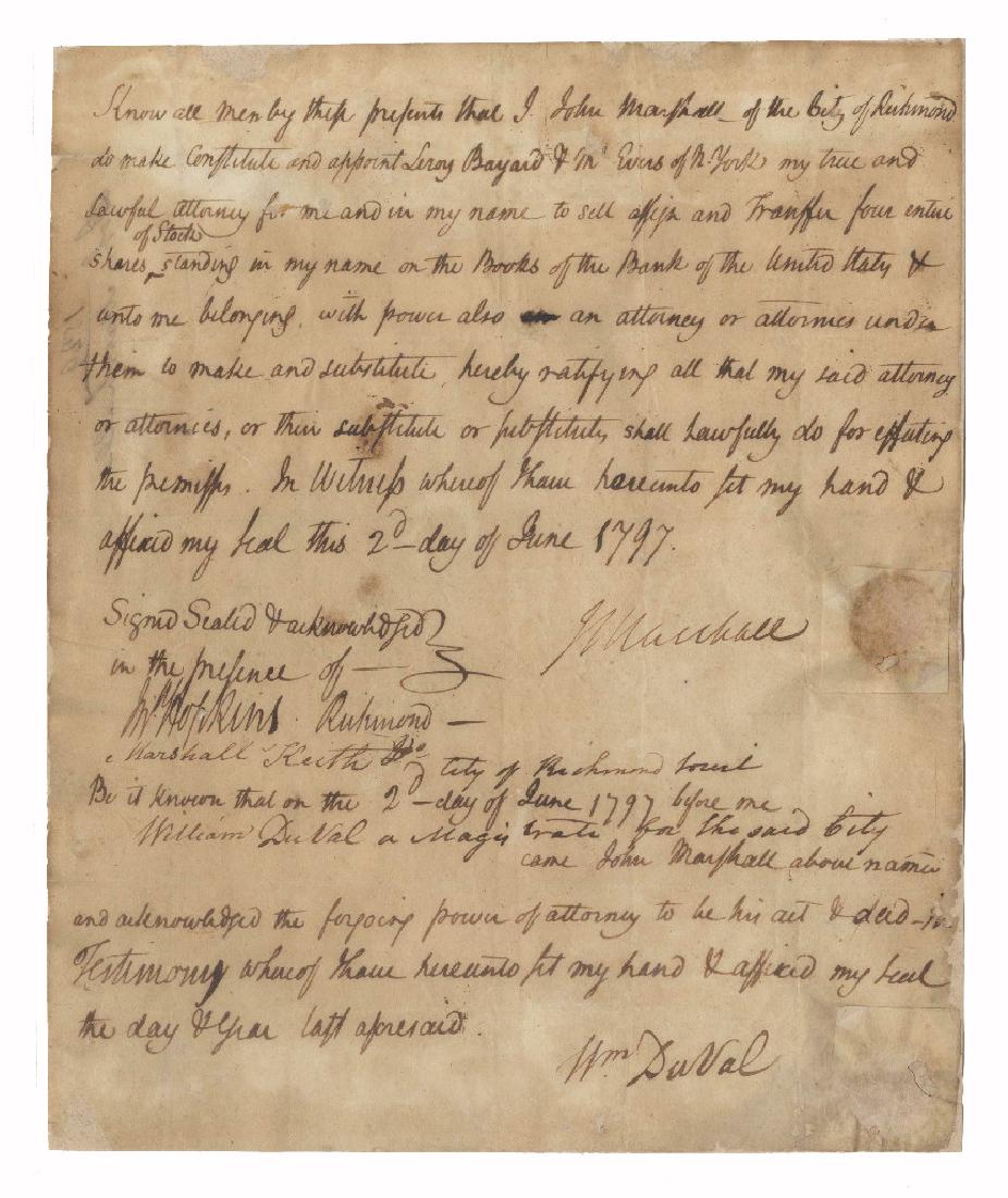 John Marshall Important Bank Of The United States: Marshall John John Marshall, While Secretary Of State Under John Adams, Sells 4 Shares in The Bank Of The United States