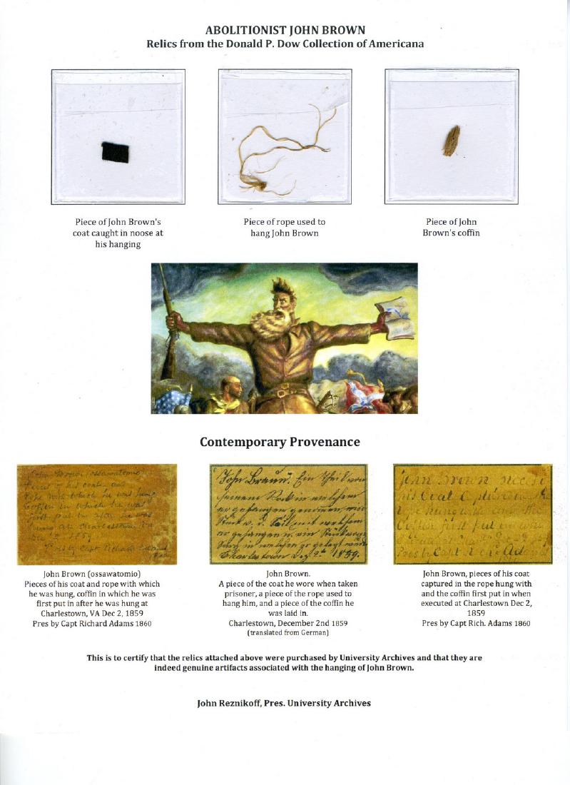 John Brown, 3 Execution Relics Including Pieces of (1 of 2)