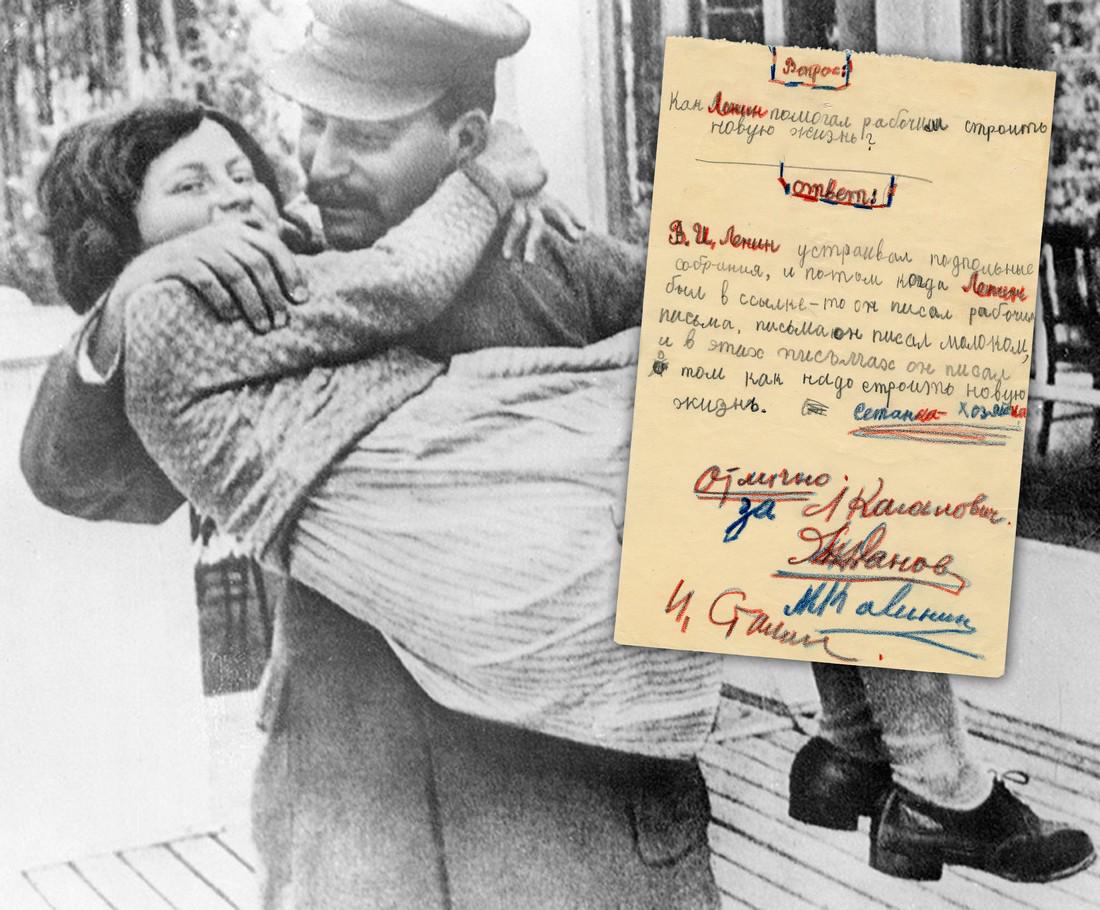 Stalin Signs Daughter's History Homework Re: Lenin, (1 of 6)