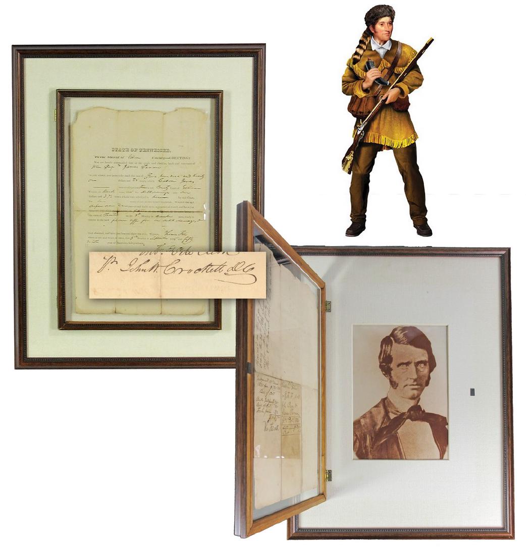 John Wesley Crockett, Davy's Son, Signs Legal Document: Crockett Davy John Wesley Crockett, Davy's Son, Signs Legal Document 7 Months before "King of the Wild Frontier" is Killed at the Alamo 2pp partly printed and partly handwritten legal document signed