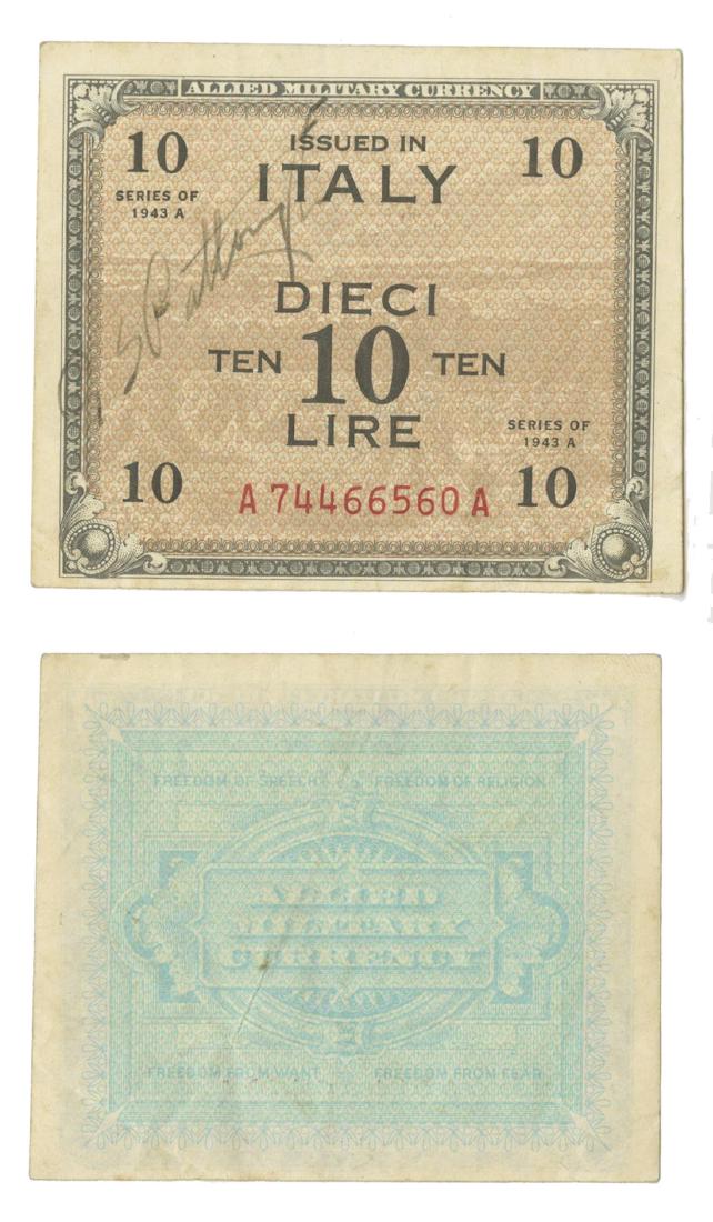 George Patton Signed 10 Lire Italian Currency (1 of 2)