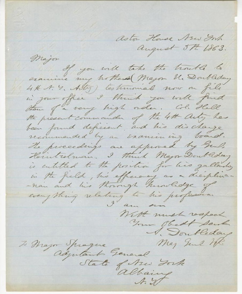 Abner Doubleday War Dated Als With Great Content