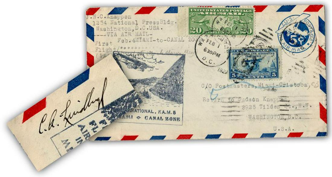 Charles Lindbergh Signed 1929 Miami-Panama Canal Zone (1 of 4)