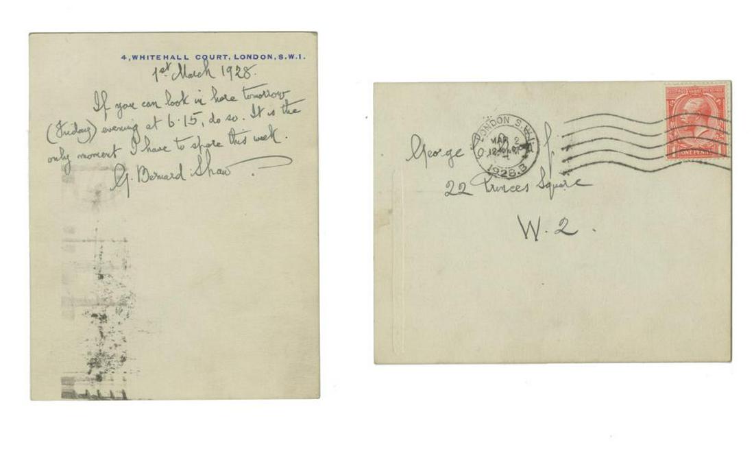 George Bernard Shaw Autograph Signed Note (1 of 2)