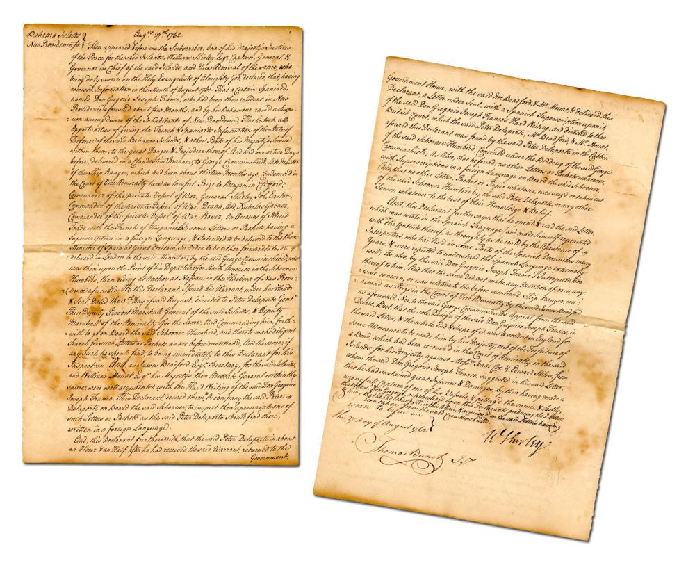 Bahamian Governor William Shirley Writes of Espionage (1 of 6)