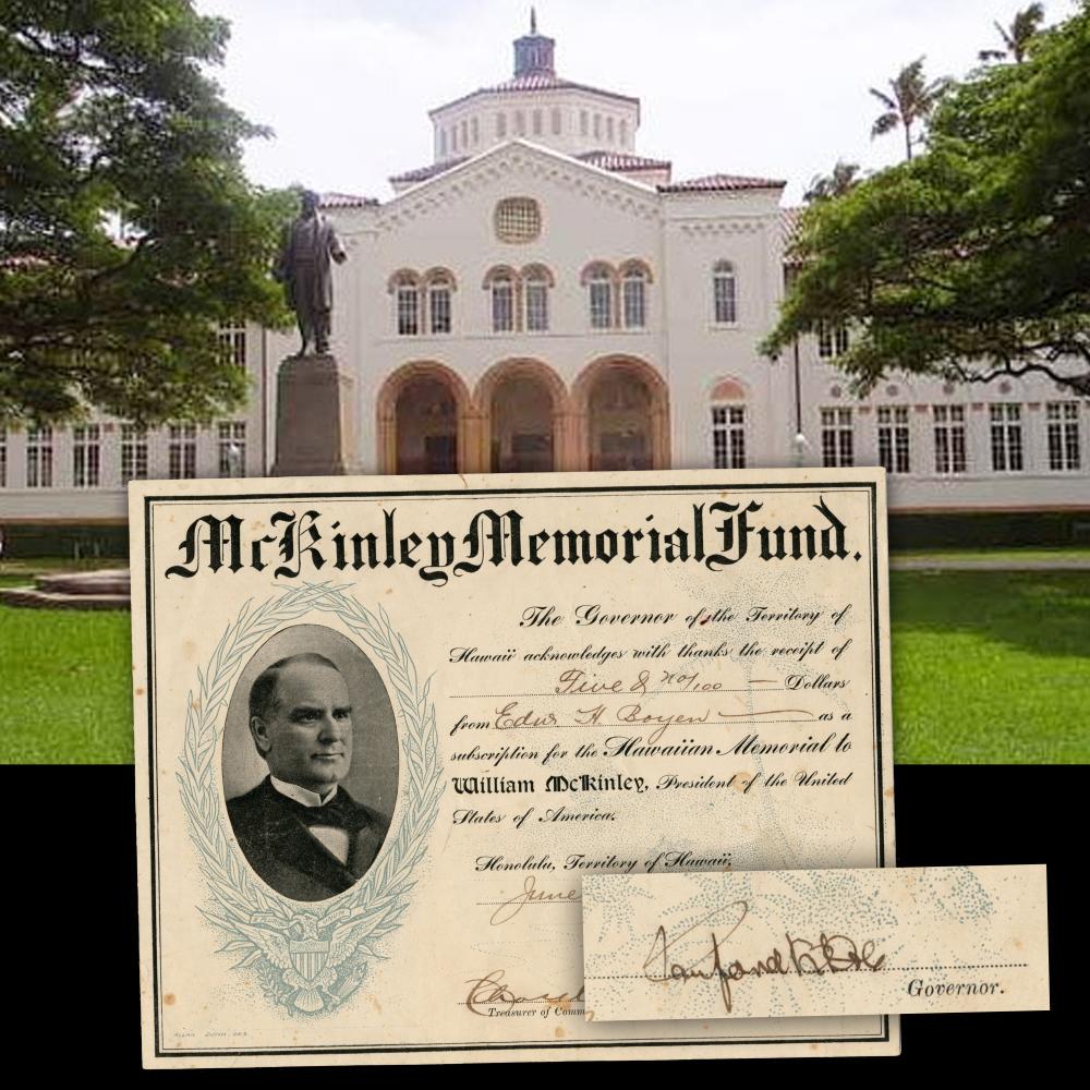 Sanford Dole, Gov. HA Territory, Signed McKinley (1 of 3)