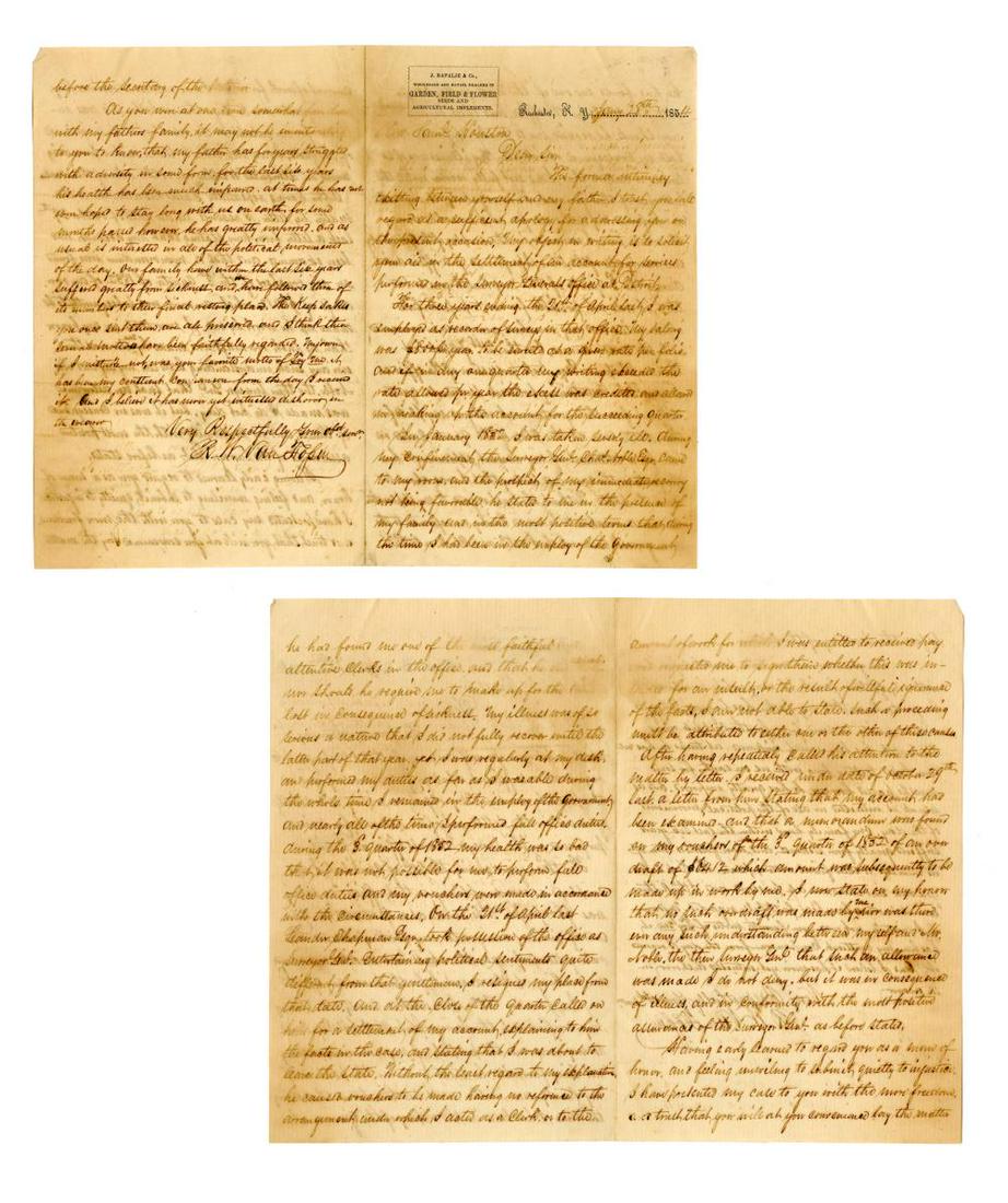 Sam Houston of Texas Asked for Help in Touching Letter (1 of 4)