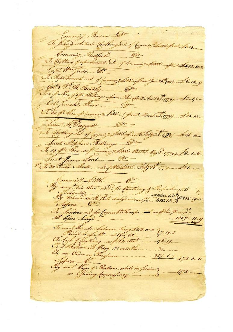 Revolutionary War Supplies for Connecticut Troops 1779 (1 of 1)