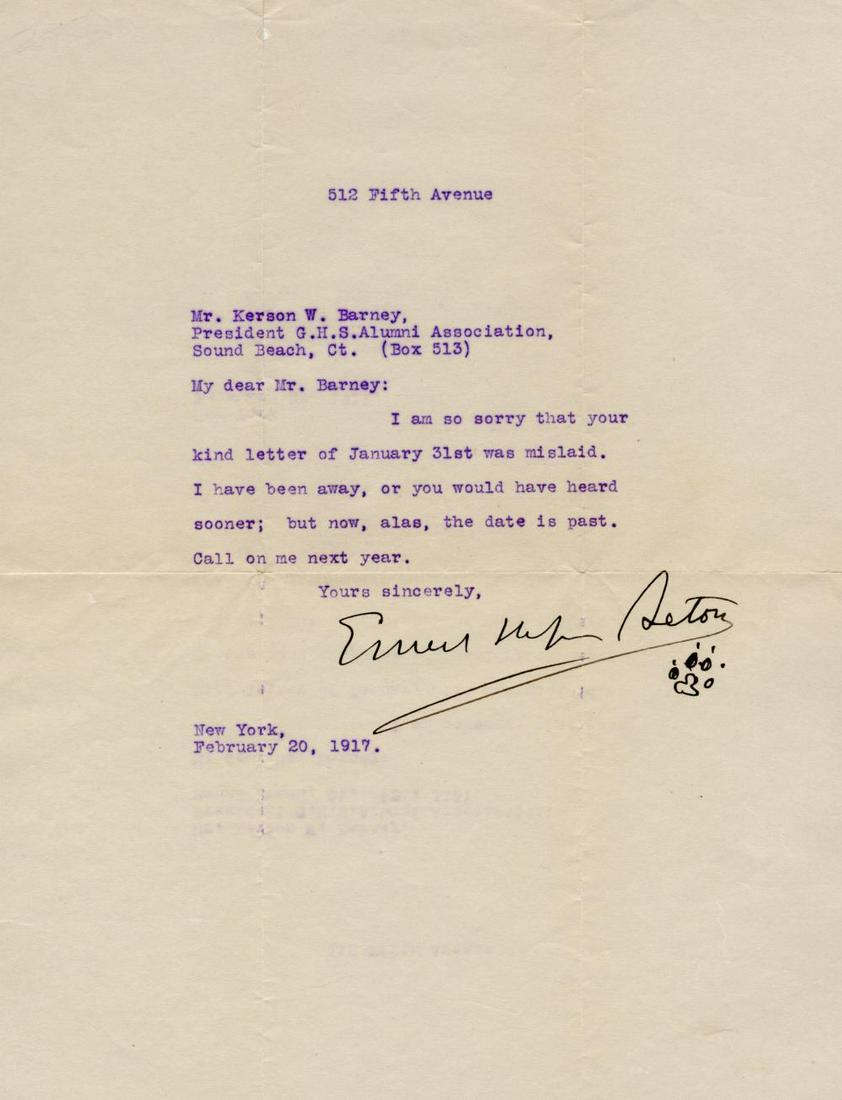 Ernest T. Seton Boy Scouts, Letter with Illustration of (1 of 3)