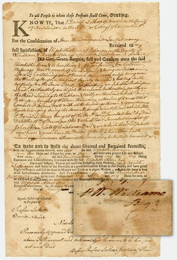 Declaration Signer William Williams Scarce War Dated DS (1 of 4)