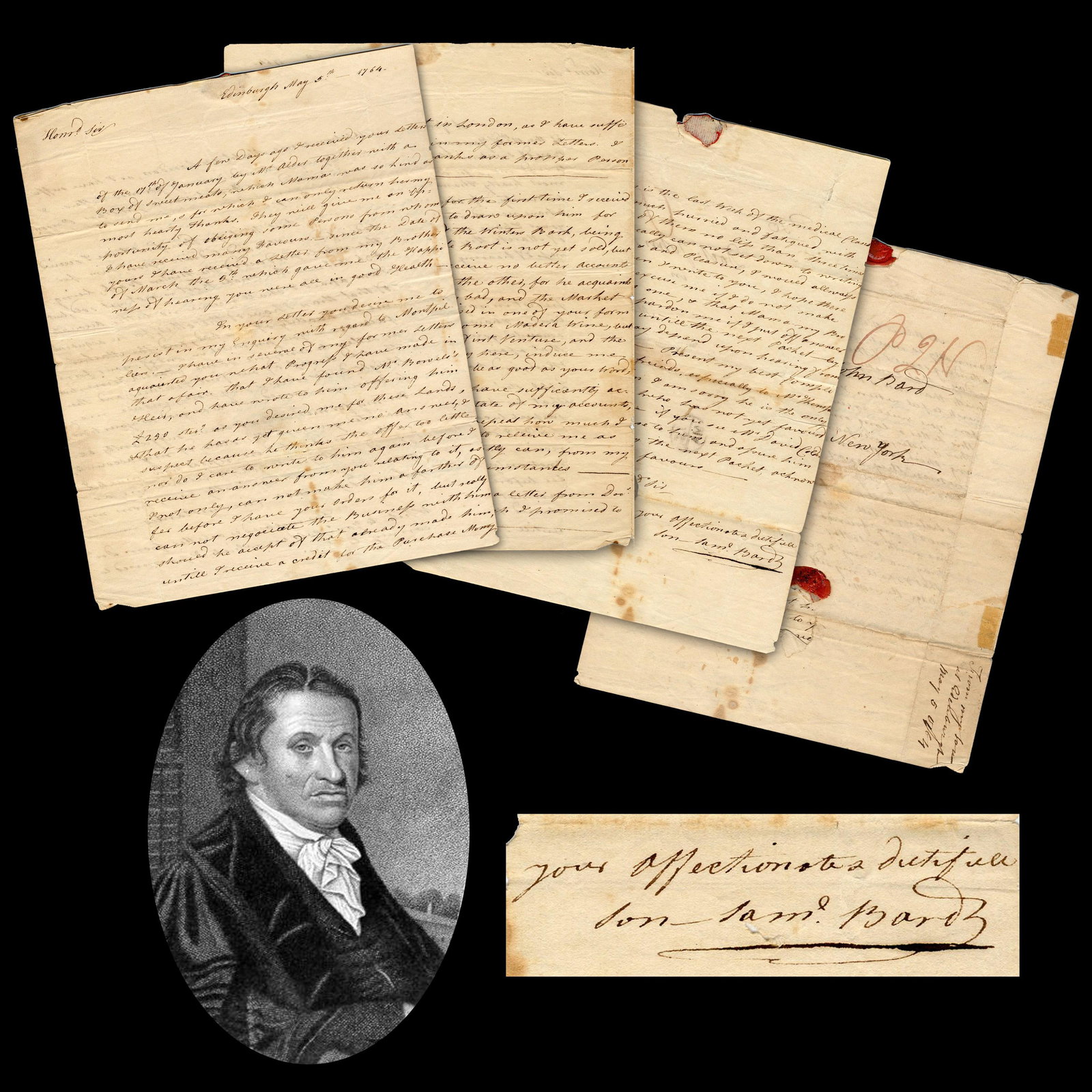 George Washington's Doctor and Founder of Columbia's: Bard Samuel George Washington's Doctor and Founder of Columbia's College of Physicians and Surgeons, Samuel Bard 1763 ALS as Medical Student 3pp autograph letter signed by Samuel Bard (1742-182