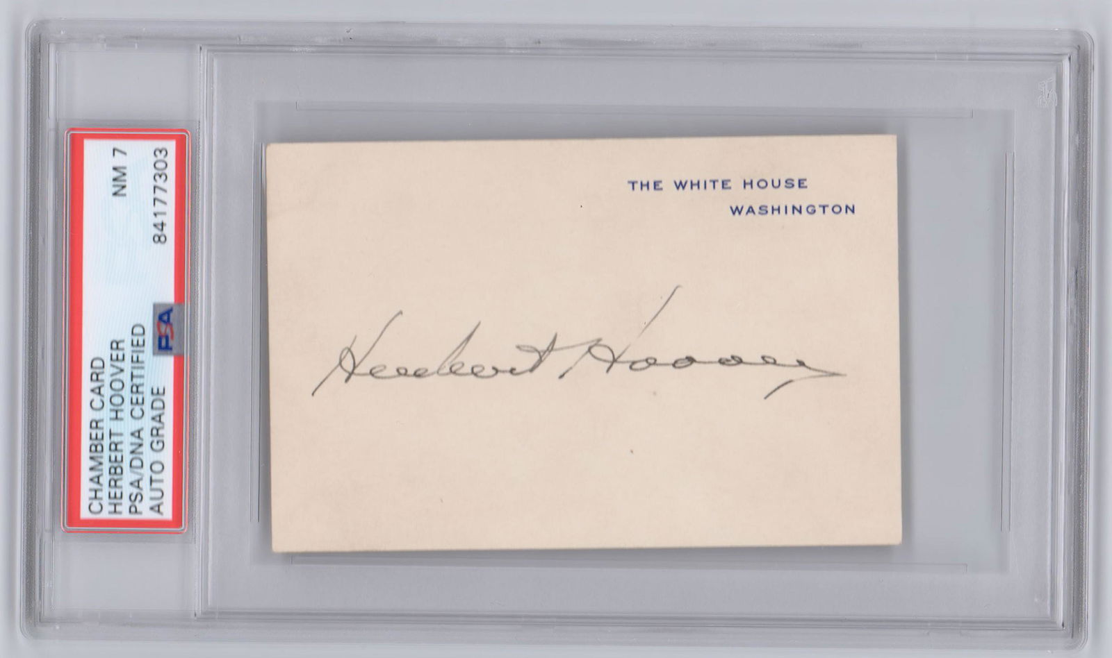 H. Hoover Signed WH Card Superb PSA/DNA Encapsulated NM (1 of 2)