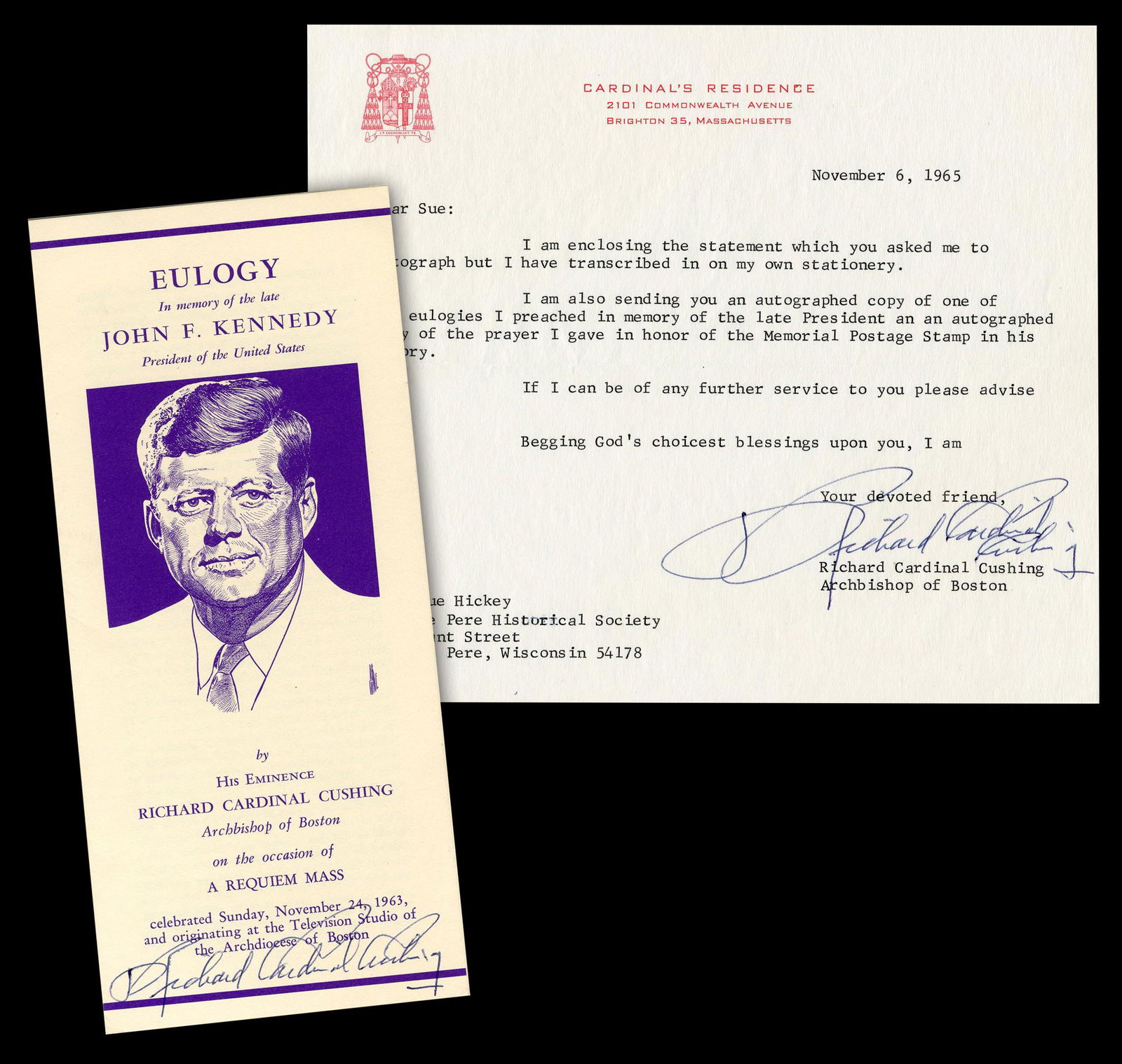 JFK Assassination Rare Cardinal Cushing Pair (1 of 6)