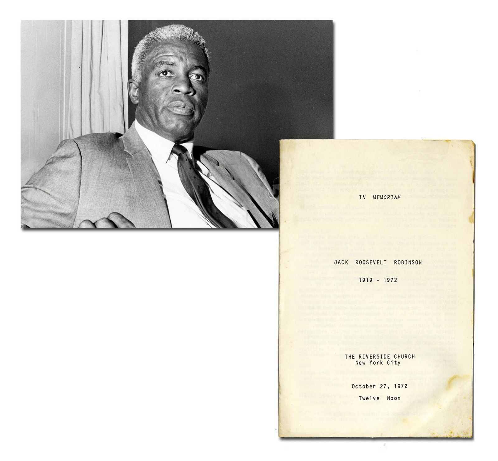 Jackie Robinson Funeral Program Celebrates His Life and (1 of 4)