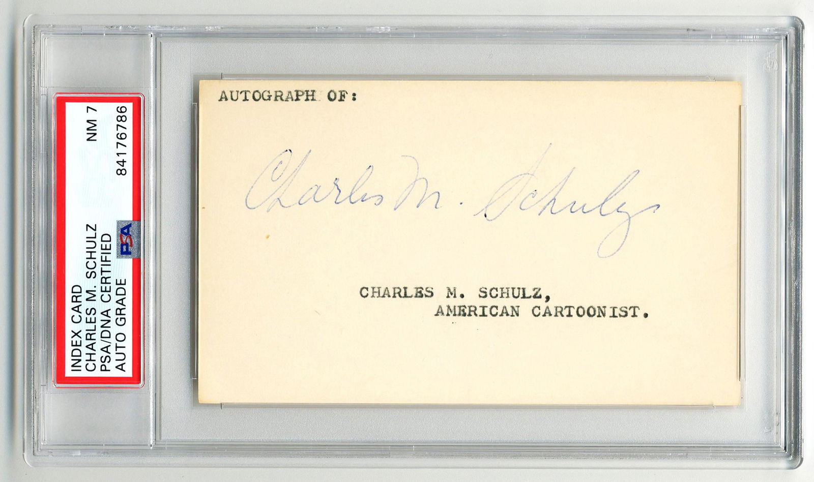 Charles Schulz Signature, PSA Slabbed & Graded NM 7 (1 of 3)