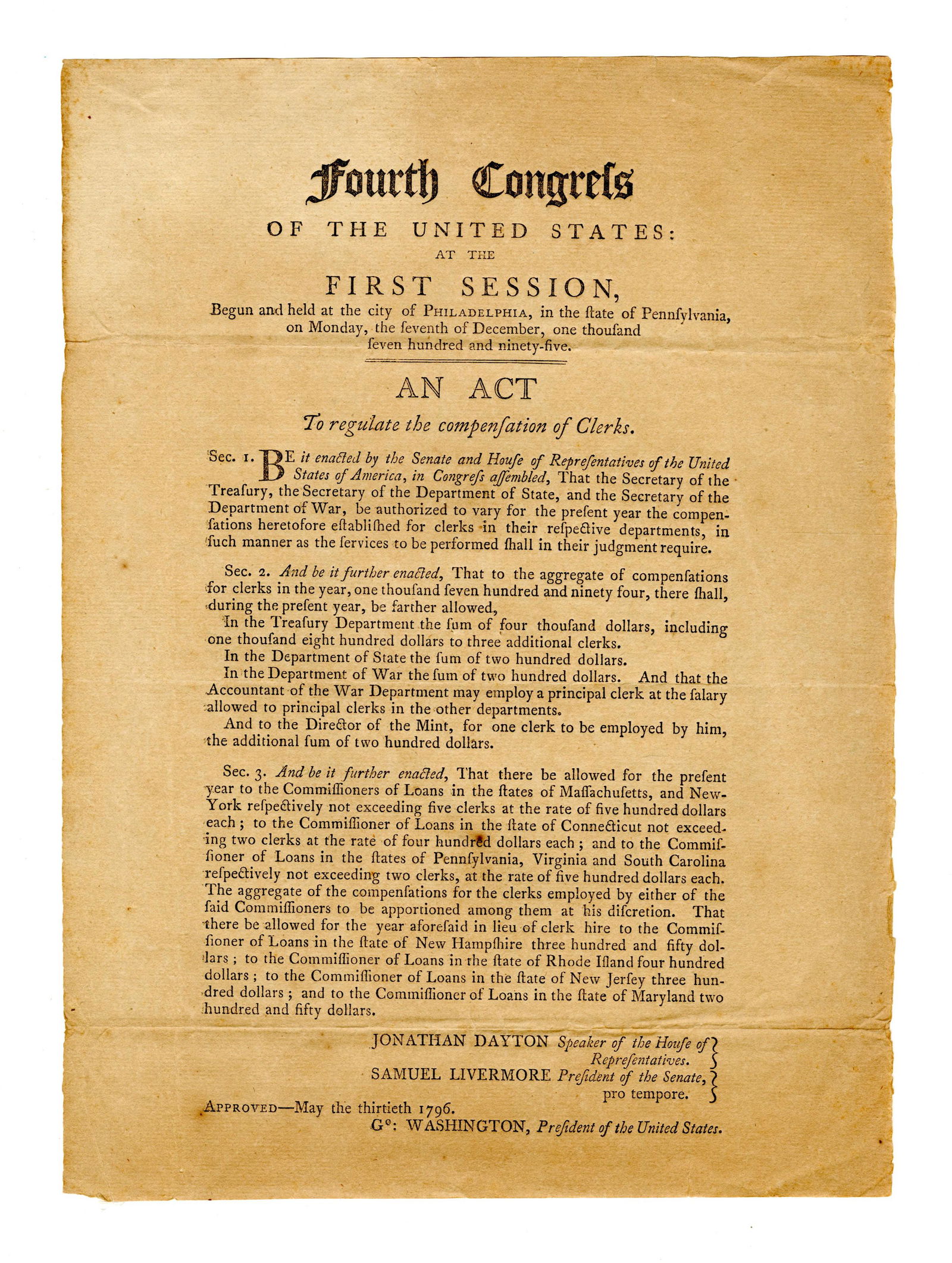 G. Washington Approves Workers at the Mint and Cabinet (1 of 2)