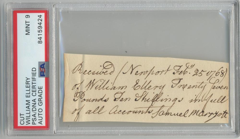 William Ellery Autograph Document Signed, PSA/DNA (1 of 3)