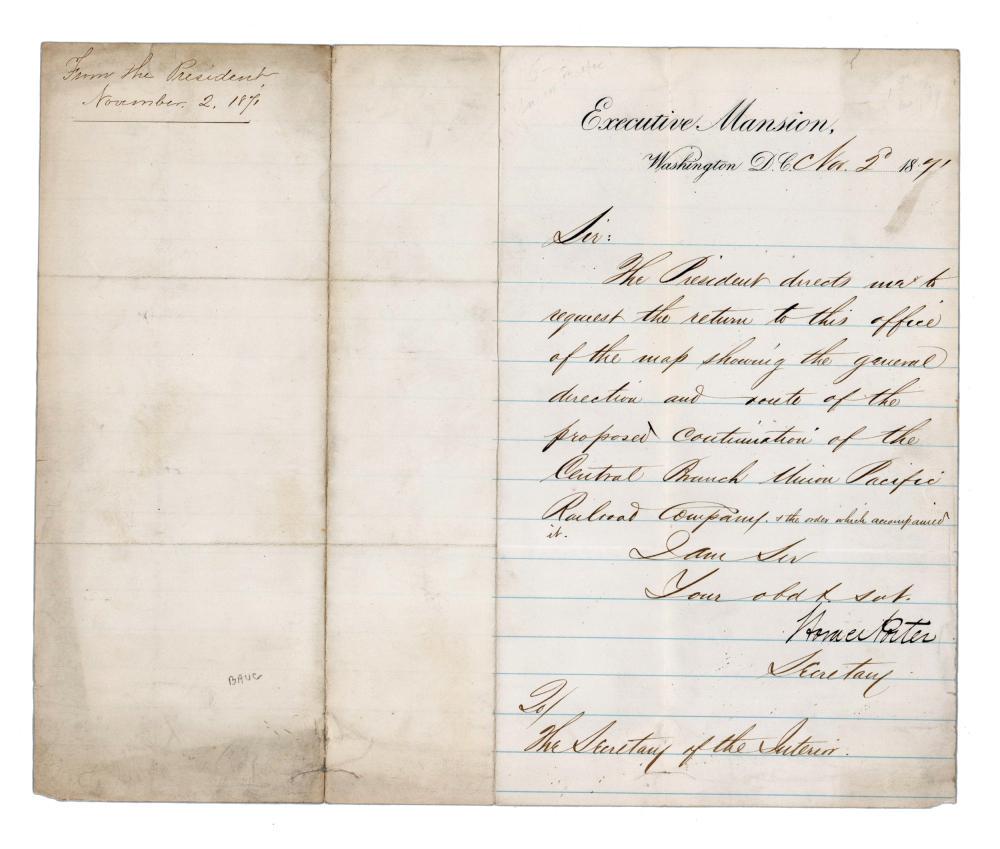 Grant's Sec Asks for Map of Proposed Railroad Extension (1 of 2)