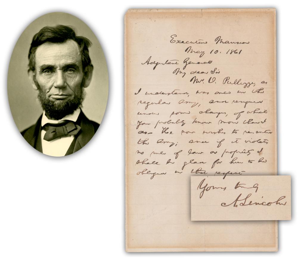 President Lincoln Asks New Adjutant General to Allow (1 of 3)
