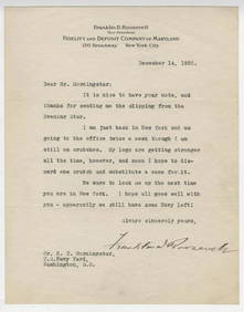 Franklin Roosevelt Re: His Disability "I am still on (1 of 2)