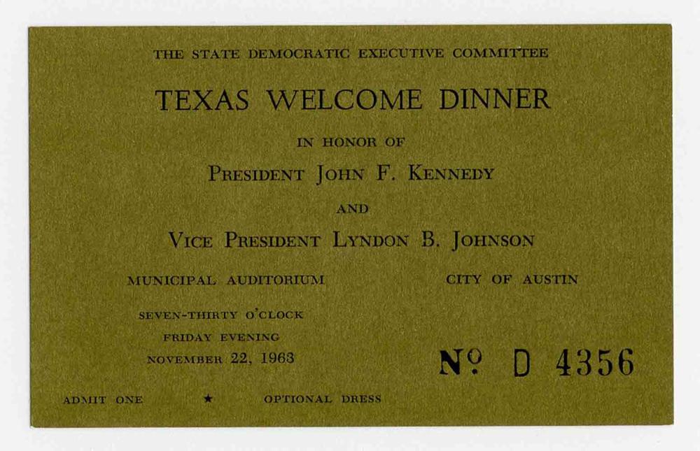 JFK Assassination Day Unused Texas Welcome Dinner (1 of 2)
