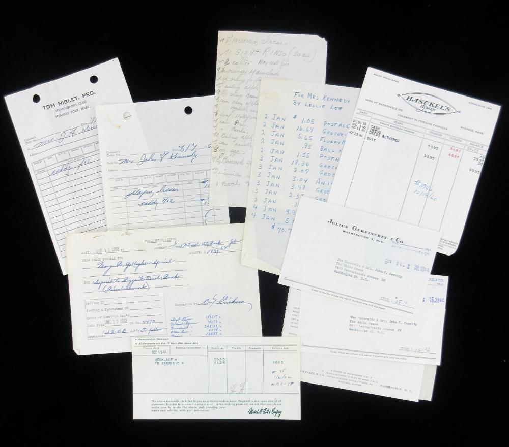 Kennedy Family Receipts from JFK's Days as President & (1 of 5)