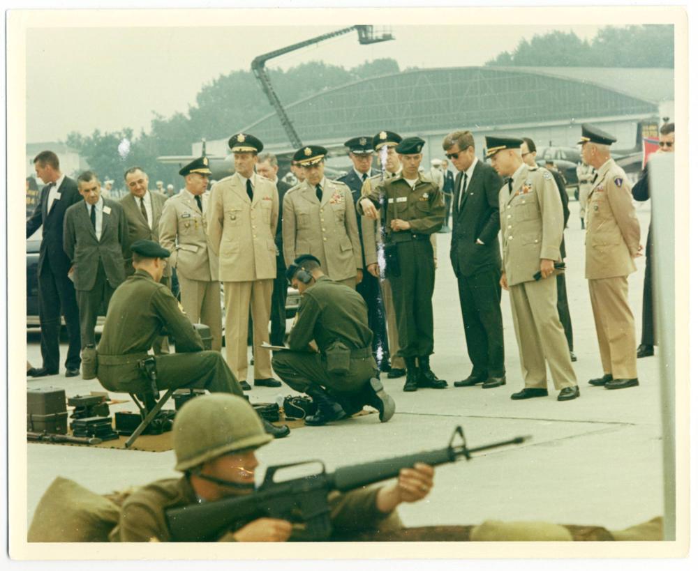 JFK Inspects Military Troops in Germany, Cecil: JFK Inspects Military Troops in Germany, Cecil Stoughton's Own Original Vintage Photo, John F. Kennedy original, first generation, 10" x 8," vintage, glossy, double-weight photograph by Cecil Stoughto