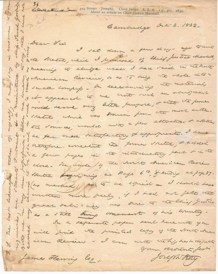Excellent Letter of Supreme Court Justice Joseph Story: Excellent Letter of Supreme Court Justice Joseph Story about Chief Justice John Marshall “I should have written more freely, if I had not felt that great delicacy was due to the Chief Justice as a s