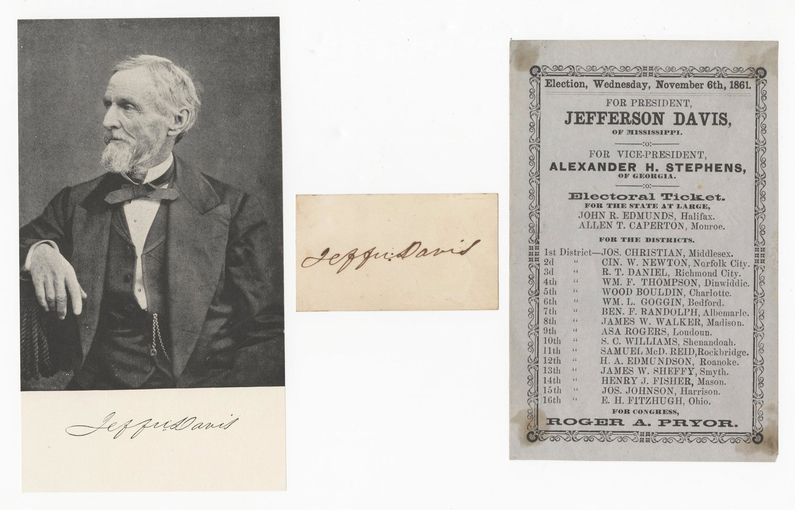 Jefferson Davis Signature & Election Piece (1 of 2)