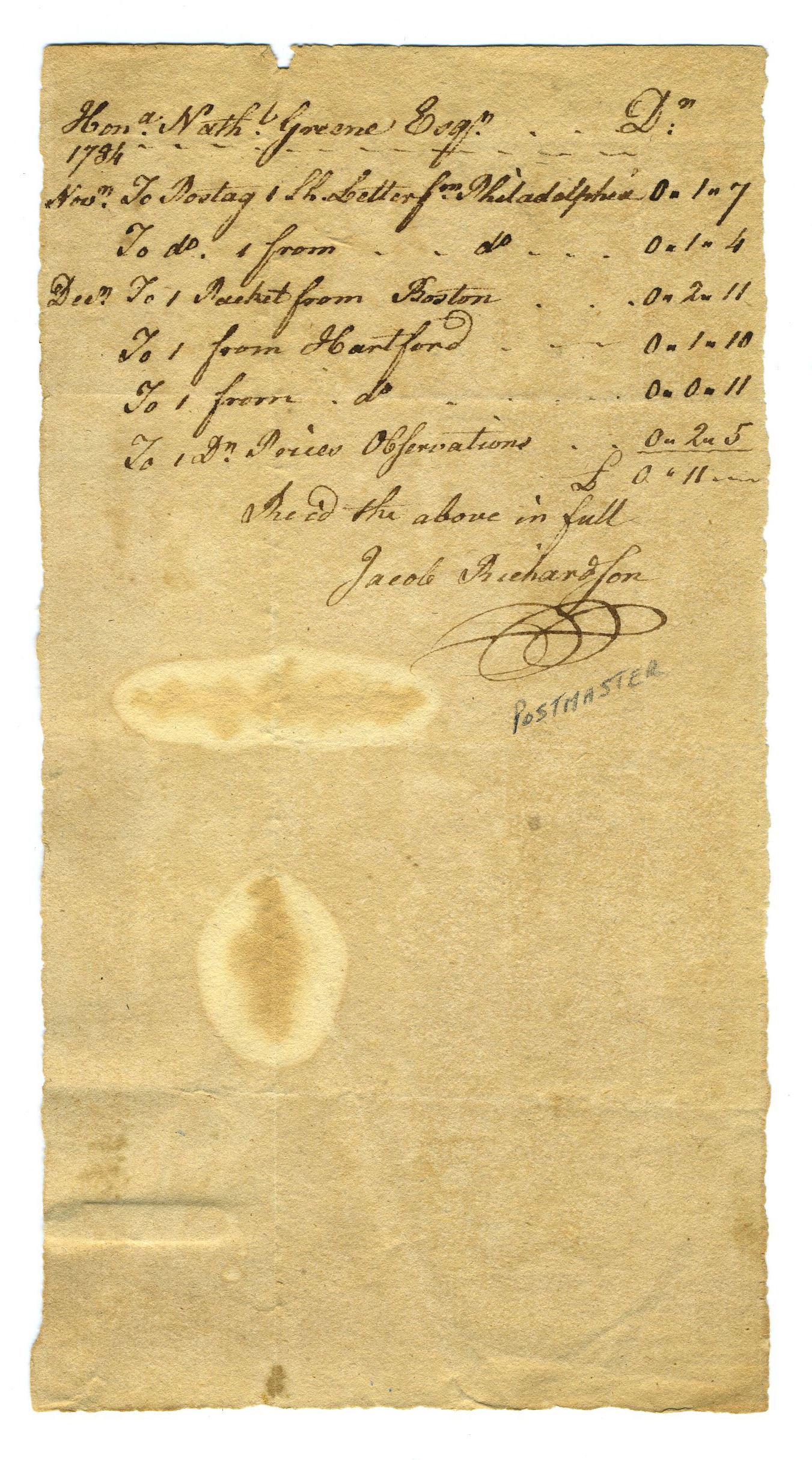 Nathanael Greene Pays His Postal Bill in Newport, Rhode (1 of 3)