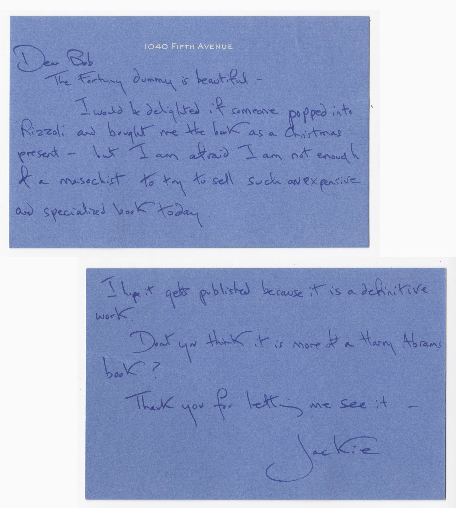 Intriguing Jackie Kennedy ALS to Doubleday Publishing, (1 of 4)