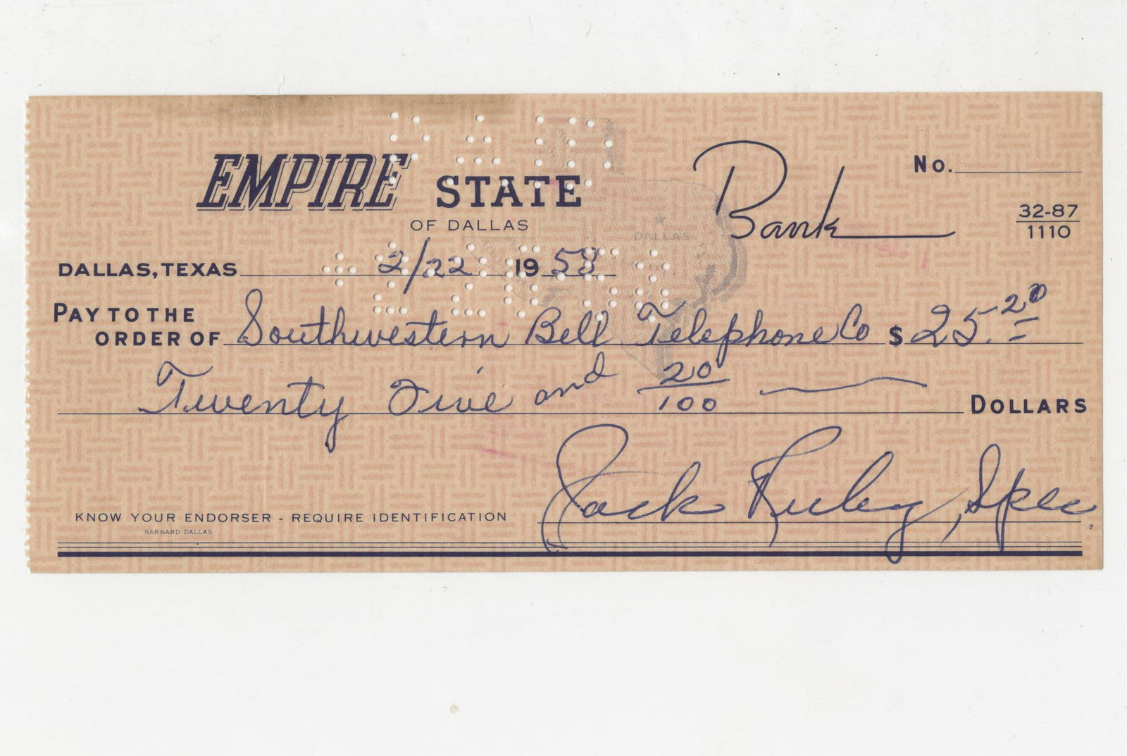 Jack Ruby Superb Signed Check (1 of 2)