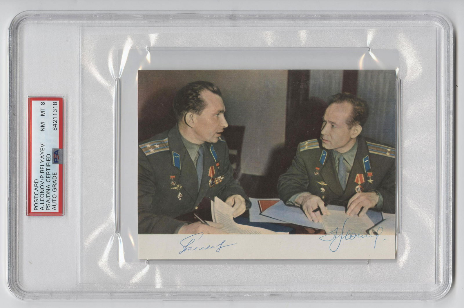 Soviet Cosmonauts, Leonov and Belyayev Signed Postcard, (1 of 2)